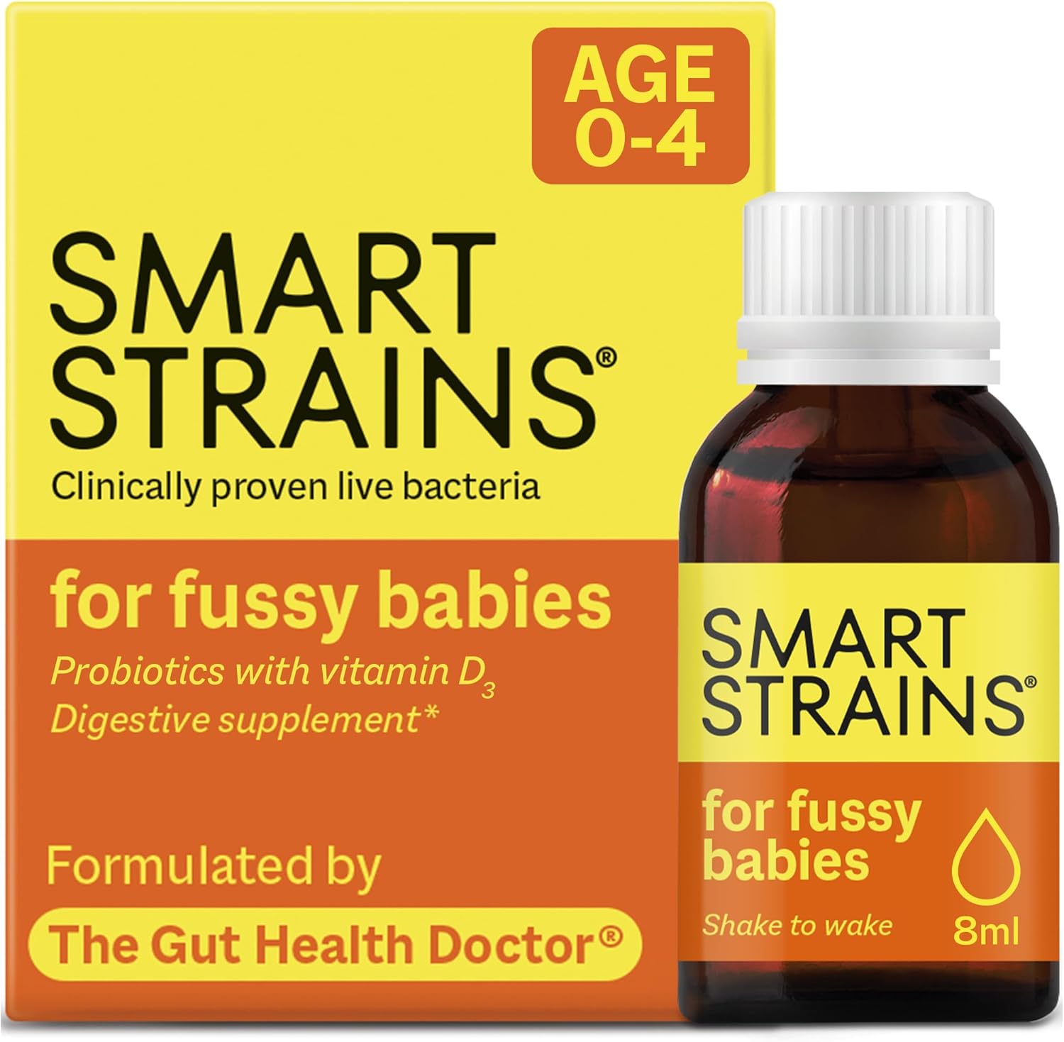 Smart Strains Baby & Toddler Probiotic Drops - Clinically Proven Live Bacteria And Immune Support, Formulated By The Gut Health Doctor | 1 Billion Bb-12 Bacterial Cultures & Vitamin D3 | 28 Doses