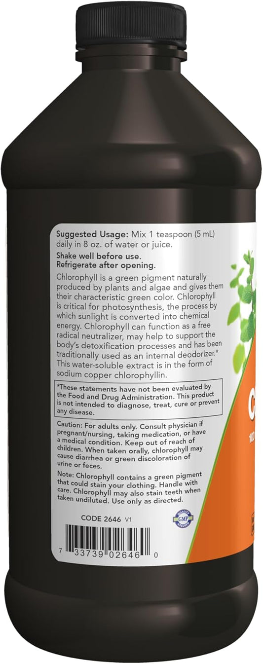 Now Foods Supplements, Unflavored Chlorophyll Liquid, 100 Mg Per Teaspoon, 16 Fl. Oz