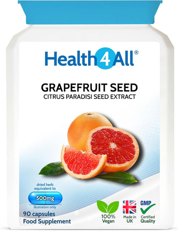 Health4All Grapefruit Seed Extract (Gse) 90 Capsules For Candida And Utis. Herbal Antifungal Candida Cleanse Supplement Capsules (Not Tablets), Vegan | Made In Uk