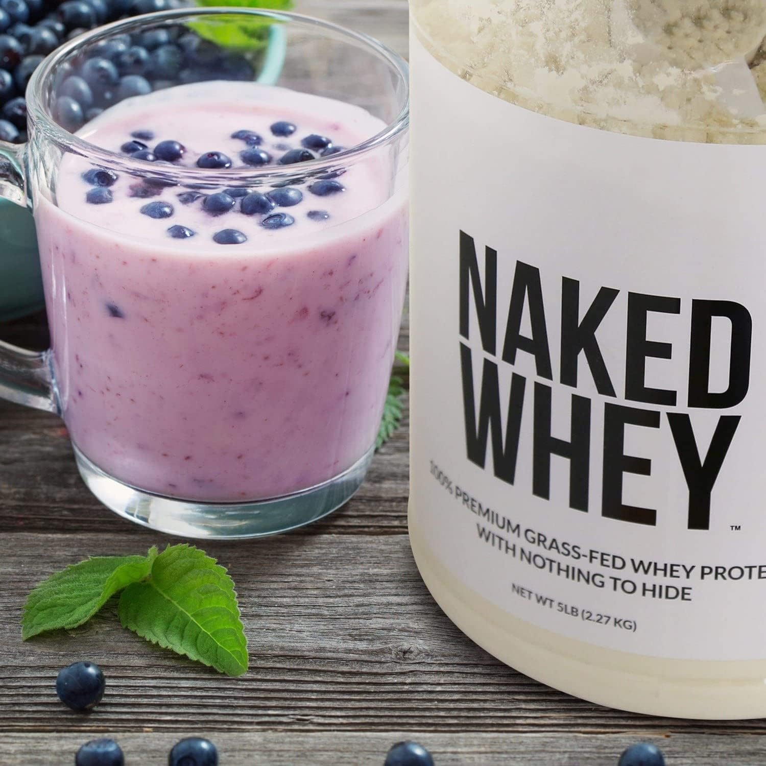 NAKED Strawberry Whey Protein - All Natural Grass Fed Whey Protein Powder + Dried Strawberries + Coconut Sugar- 5lb Bulk, GMO-Free, Soy Free, Gluten Free. Aid Muscle Growth & Recovery - 61 Servings : Health & Household