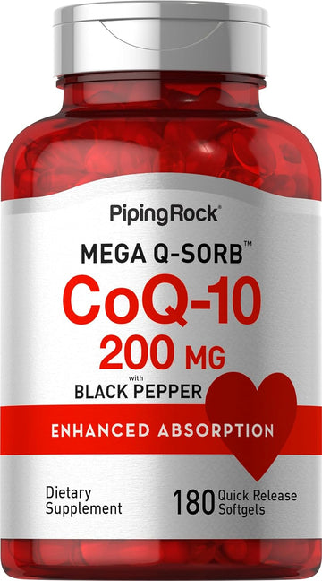 Piping Rock Coq10 200Mg | 180 Softgels | Enhanced Absorption | Non-Gmo, Gluten Free Supplement