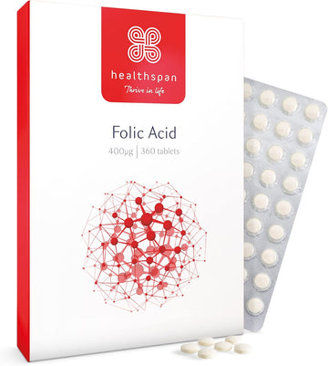 Healthspan Folic Acid 400µg | 360 Tablets | Women'S Health | Vitamin B9 | High Strength Formulation | Early Pregnancy | Planning To Conceive | Vegan