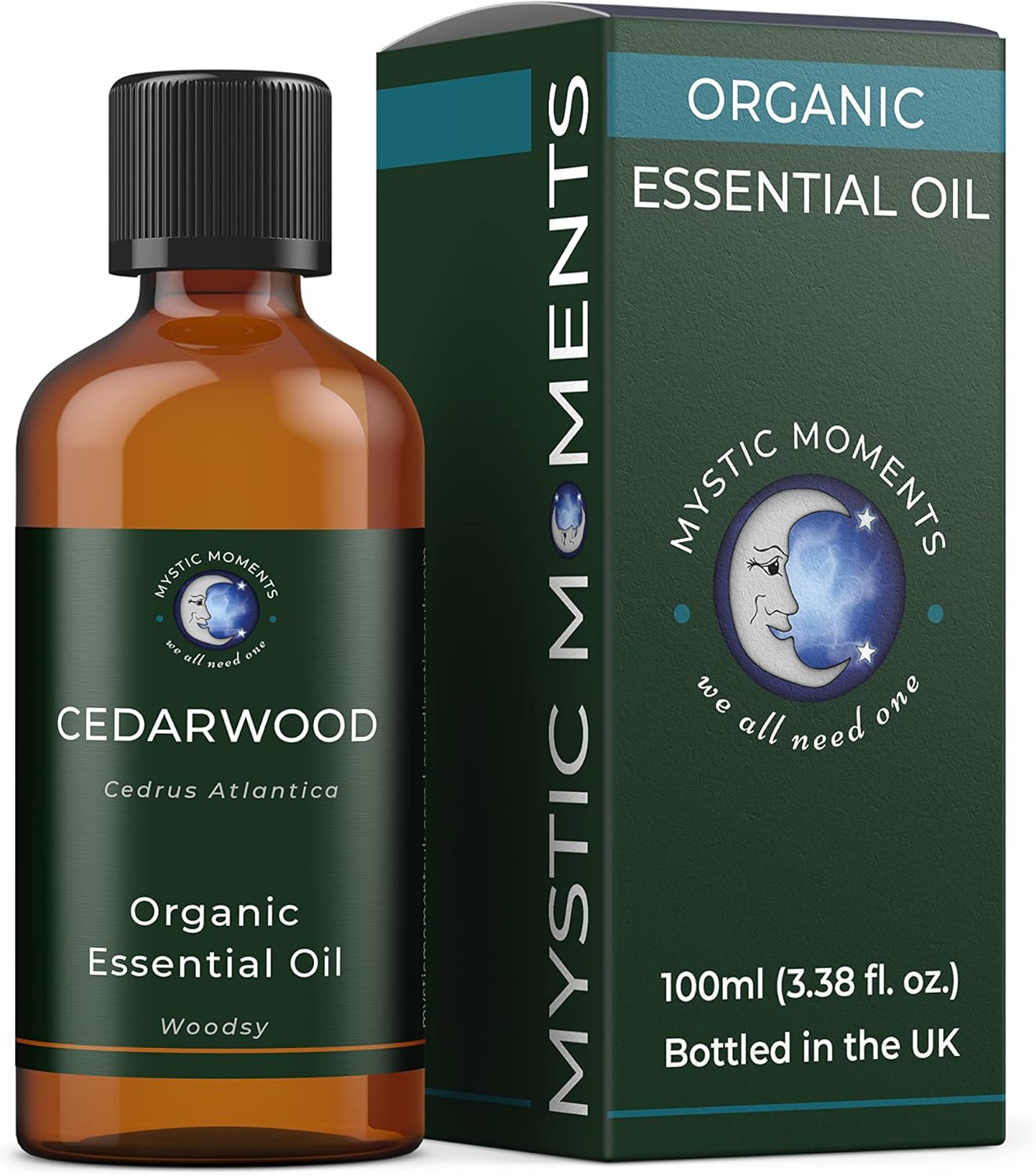 Mystic Moments | Organic Cedarwood Essential Oil 100ml - Pure & Natural oil for Diffusers, Aromatherapy & Massage Blends Vegan GMO Free