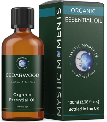 Mystic Moments | Organic Cedarwood Essential Oil 100ml - Pure & Natural oil for Diffusers, Aromatherapy & Massage Blends Vegan GMO Free