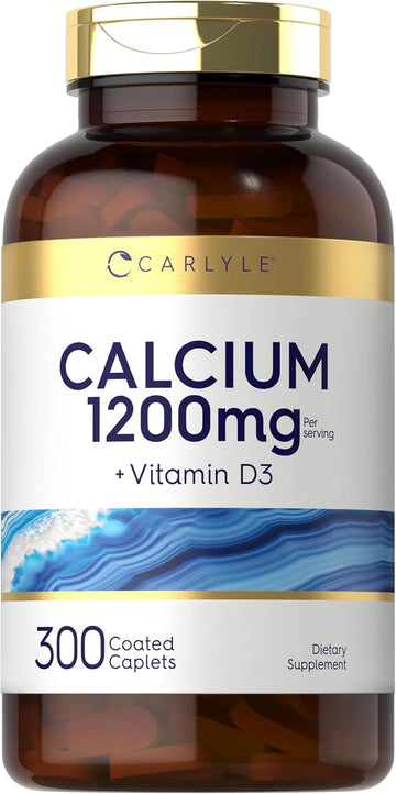 Carlyle Calcium 1200Mg With Vitamin D3 | 300 Caplets | Non-Gmo, Gluten Free, And Vegetarian