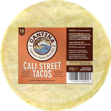 Cantina Del Sabor Cali Street Tacos Yellow Corn Flour Tortillas, 15 Tacos 250 G (Pack Of 1)