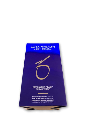 ZO Skin Health Getting Skin Ready Normal to Oily 3 Step System, Exfoliating Cleanser 2 Fl. Oz, Dual Action Scrub 2 Oz, Oil Contol Pads Acne Treatment 2% Salicylic Acid 30 Pads : Beauty & Personal Care