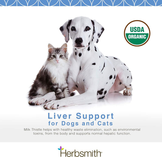 Herbsmith Organic Milk Thistle for Dogs and Cats – Liver Supplement for Dogs & Cats – Made in USA – 500g Powder