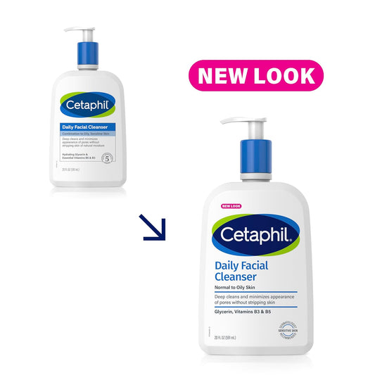 Cetaphil Face Wash, Daily Facial Cleanser For Sensitive, Combination To Oily Skin, New 20 Oz, Gentle Foaming, Soap Free, Hypoallergenic