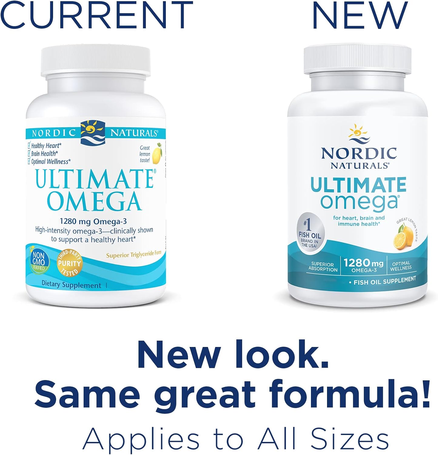 Nordic Naturals Ultimate Omega, Lemon Flavor - 180 Soft Gels - 1280 mg Omega-3 - High-Potency Omega-3 Fish Oil with EPA & DHA - Promotes Brain & Heart Health - Non-GMO - 90 Servings : Health & Household