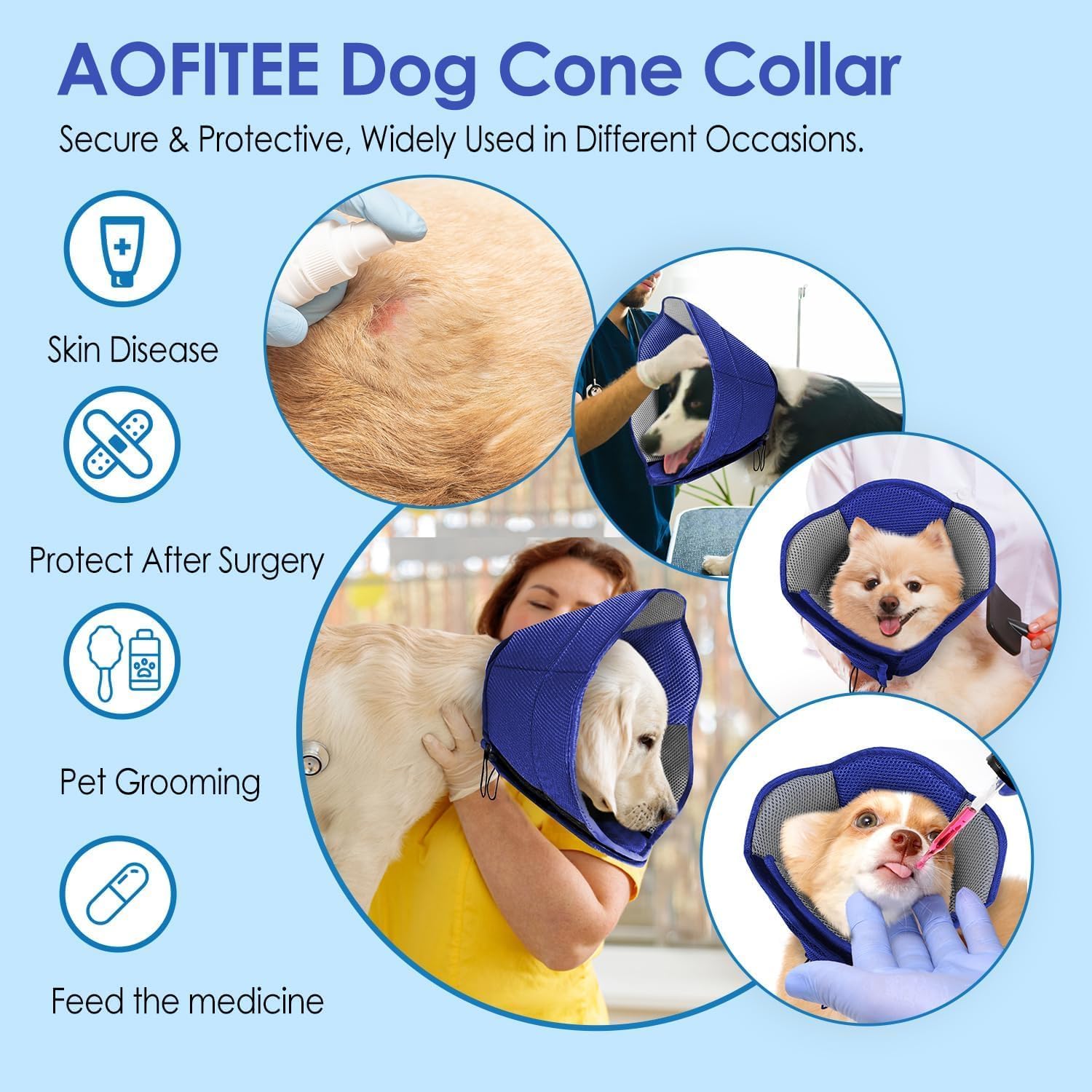Aofitee Large Dog Cone- Adjustable Cone For Dogs After Surgery, Breathable Soft Cone Dog Collar To Prevent Licking Wounds, Pet Elizabethan Collar For Large Dogs, Pink L
