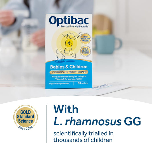 Optibac Probiotics Babies & Children - Probiotic For Immune System Support With Vitamin D Booster & 3 Billion Bacterial Cultures - 90 Sachets