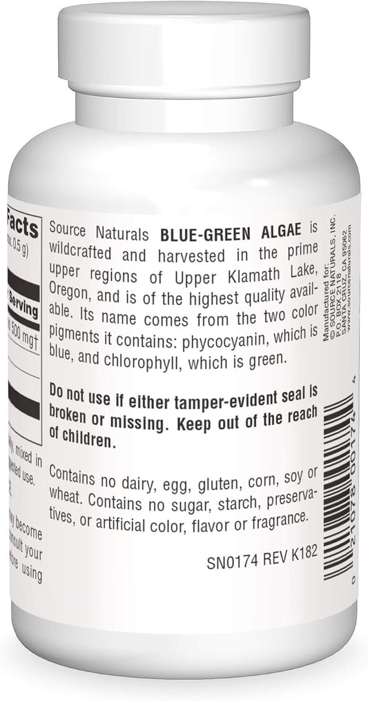 Source Naturals Blue-Green Algae From Klamath Lake, With Phycocyanin And Chlorophyll - 2Oz Powder