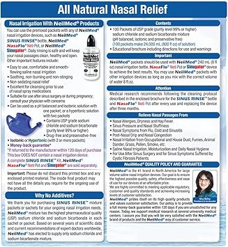 NeilMed Sinus Rinse All Natural Relief Premixed Refill Packets 100 Each : Health & Household