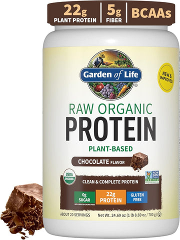 Garden Of Life – Organic Vegan Chocolate Protein Powder - 22G Complete Plant Based Raw Protein & Bcaas Plus Probiotics & Digestive Enzymes For Easy Digestion, Non-Gmo Gluten-Free, Lactose Free 1.5 Lb