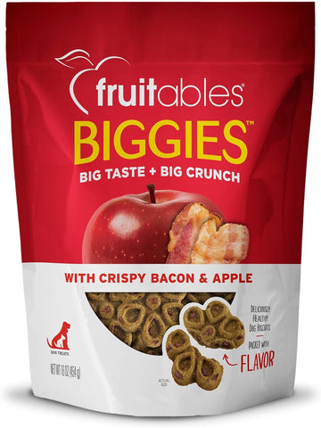 Fruitables Biggies Dog Biscuits – Crunchy Dog Biscuits Made With Pumpkin – Healthy Dog Treats Packed With Real Fruit Flavor – Free Of Wheat, Corn And Soy – Crispy Bacon & Apple – 16 Oz