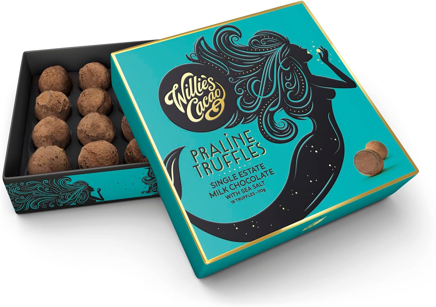 Willie'S Cacao - Milk Chocolate Truffle Gift Box - 16 Praline Chocolate Truffles With Cornish Sea Salt - 110G X 6 - Artisan Chocolate - 100% Natural