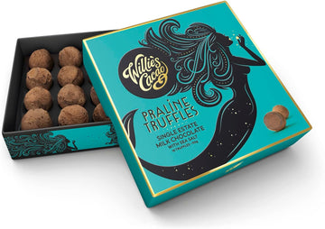 Willie'S Cacao - Milk Chocolate Truffle Gift Box - 16 Praline Chocolate Truffles With Cornish Sea Salt - 110G X 6 - Artisan Chocolate - 100% Natural