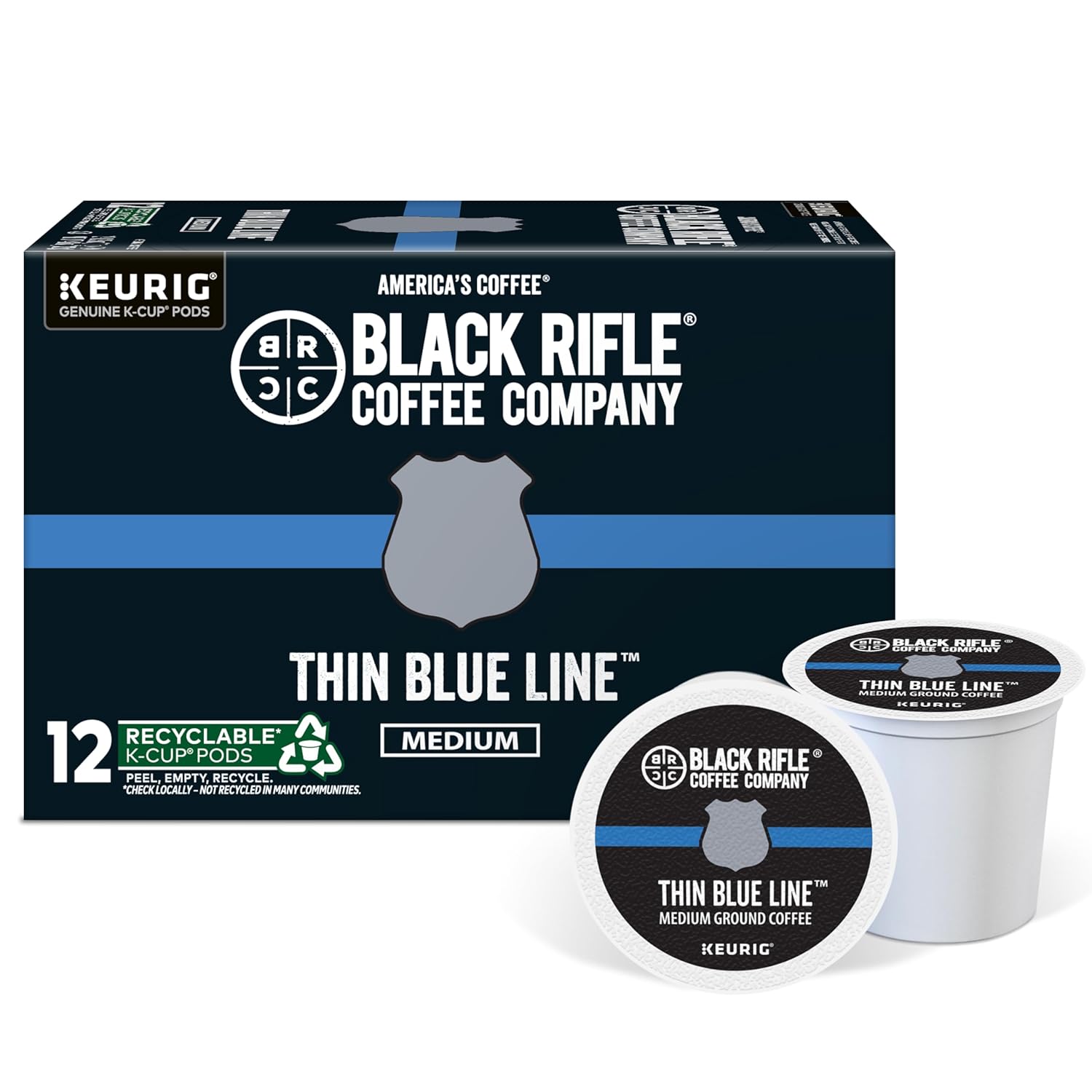Black Rifle Coffee Company Medium Roast K Cups - Single Serve K Cups Coffee Pods - Kcup Pods Compatible With Keurig 1.0 & 2.0 - Made From Pure Arabica Beans (Freedom Blend, 12 Count)
