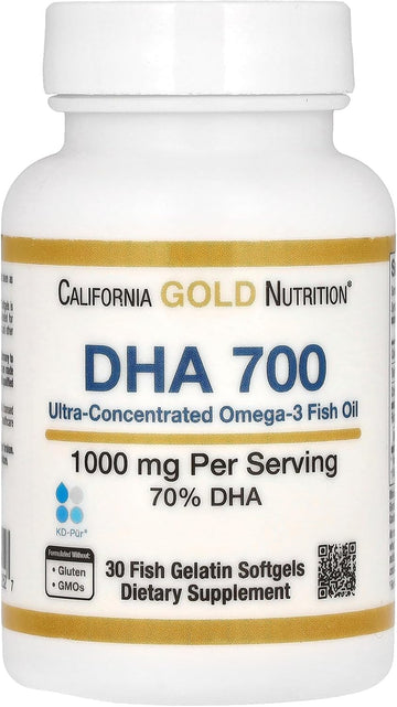 Dha 700 Fish Oil By California Gold Nutrition - Pharmaceutical Grade Fish Oil With Dha - Support For Brain & Cardiovascular Health - Gluten Free, Non-Gmo - 1000 Mg - 30 Fish Gelatin Softgels