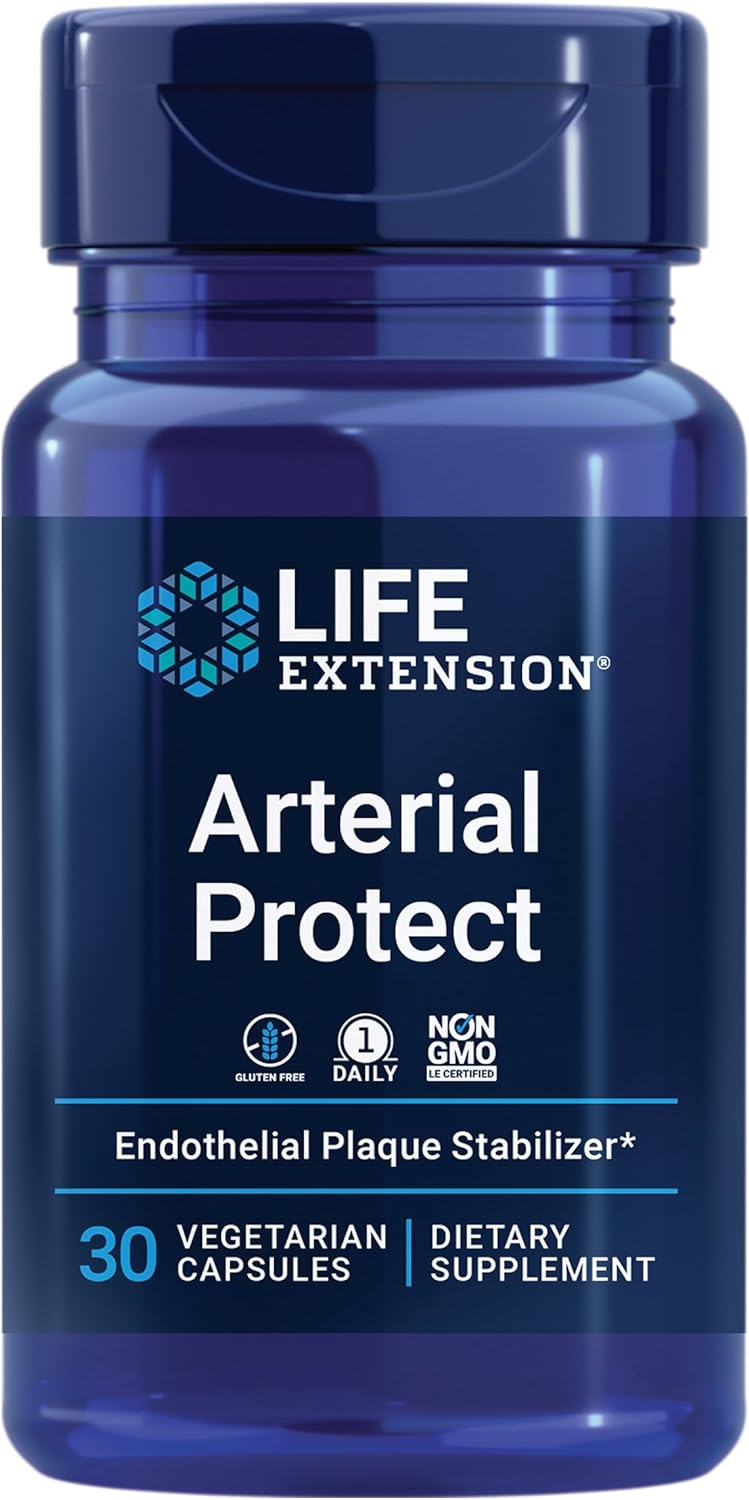 Life Extension Arterial Protect - Blood Pressure Supplement for Heart Health - with gotu kola and Pycnogenol dried French maritime pine bark extracts - Gluten-Free, Non-GMO, Vegetarian - 30 capsules