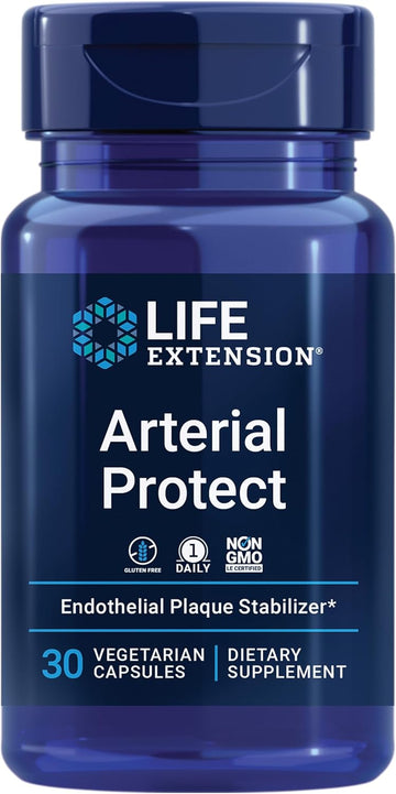 Life Extension Arterial Protect - Blood Pressure Supplement for Heart Health - with gotu kola and Pycnogenol dried French maritime pine bark extracts - Gluten-Free, Non-GMO, Vegetarian - 30 capsules