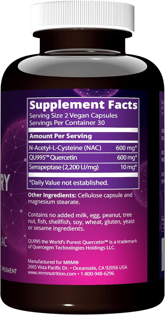 Mrm Respiratory Health | With Quercetin + Nac | Supports Liver & Mitochondrial Health | Vegan + Non-Gmo + Gluten Free | 30 Servings