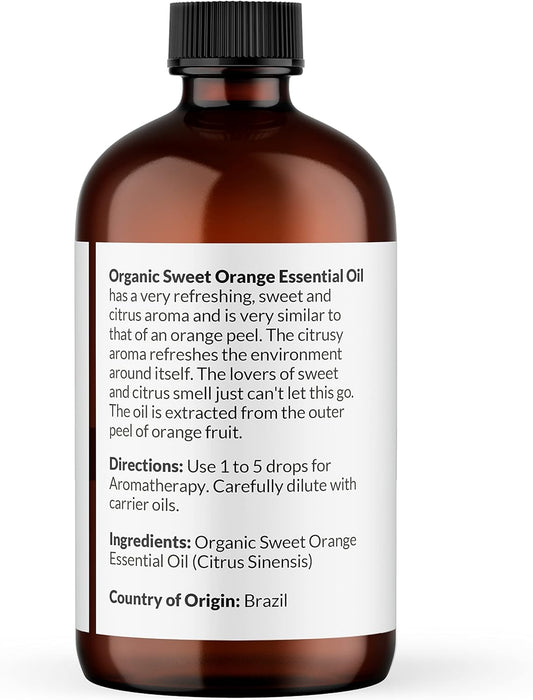 Naturobliss Organic Sweet Orange Essential Oil, 100% Pure Therapeutic Grade, Premium Quality Sweet Orange Oil, 1 Fl. Oz / 30 Ml - Perfect For Aromatherapy And Relaxation (Sweet Orange, 30Ml)