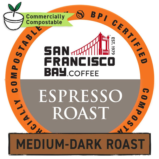 San Francisco Bay Compostable Coffee Pods - Espresso Roast (80 Ct) K Cup Compatible including Keurig 2.0, Dark Roast