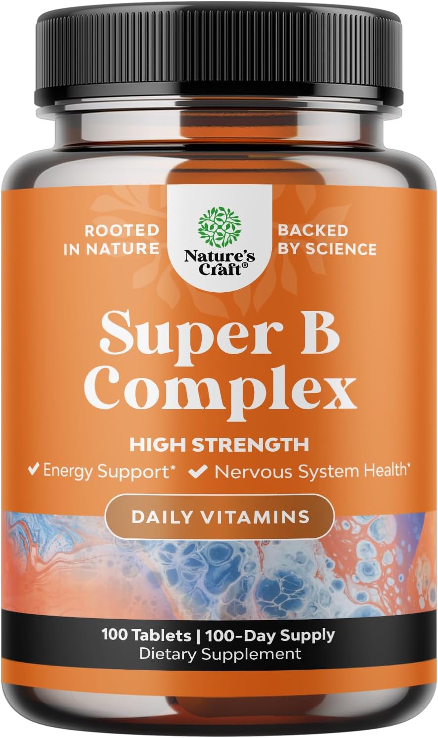 Vitamin B Complex Adult Multivitamin - Super B Complex Vitamins for Immune Support Mood Boost and Memory Supplement for Brain Support - Natural Energy Supplement with Active B Complex Vitamins