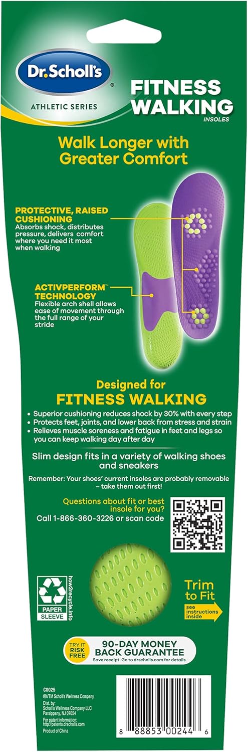 Dr. Scholl'S Fitness Walking Insoles/Reduce Stress And Strain On Your Lower Body While You Walk And Reduce Muscle Soreness