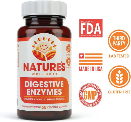 Digestive Enzymes Complete - Advanced Multi Enzyme Supplement For Better Digestion & Absorption. Help Gas Relief, Discomfort, Bloating, Ibs, Gluten & Lactose Intolerance