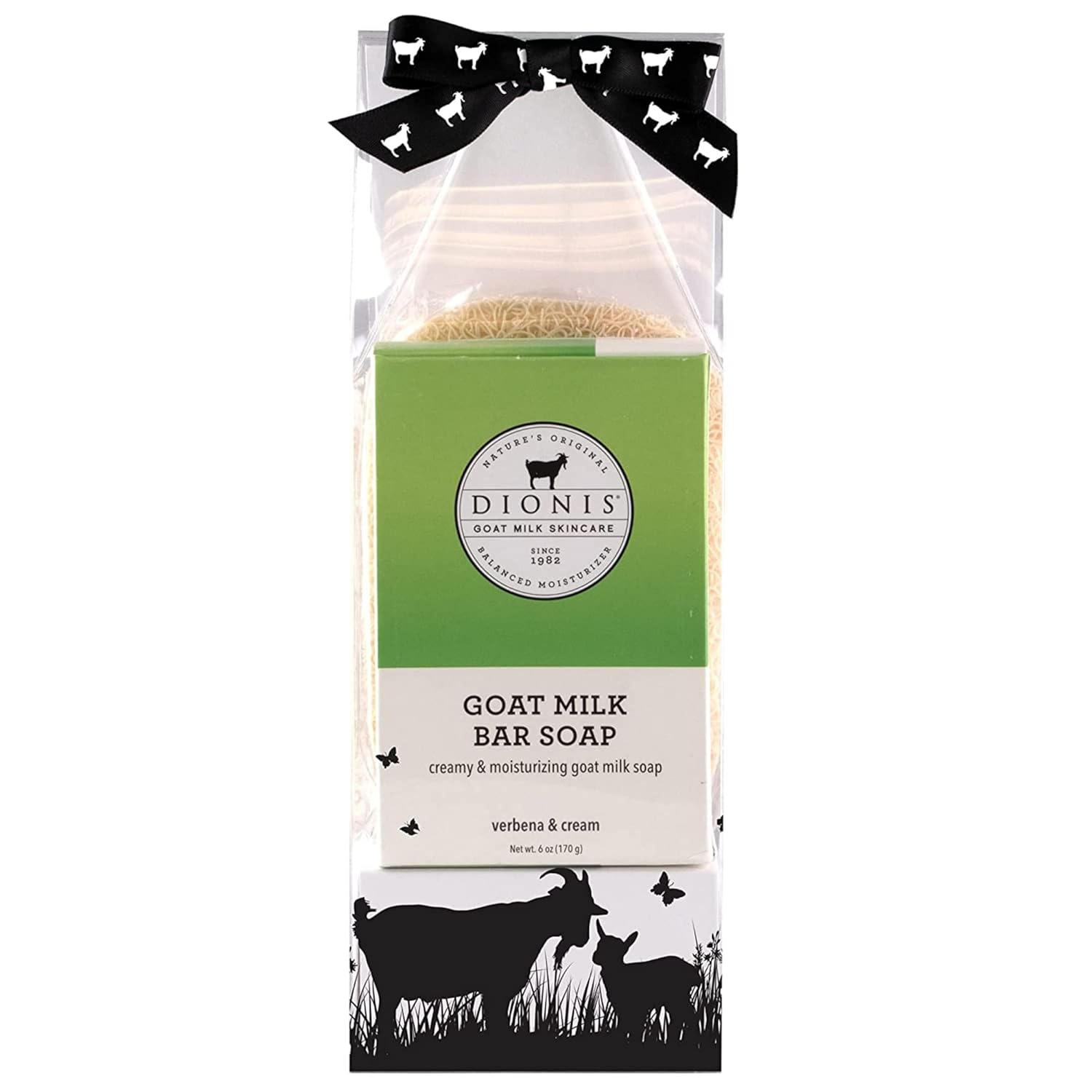 Dionis Goat Milk Verbena & Cream Ultimate Bar Soap Shower & Bath 3 Pc Travel Set - Creamy, Rich Lather, Exfoliates & Massages Hands - Triple Milled Soap Bar, Soap Saver Pad & Exfoliating Scrubber Bag