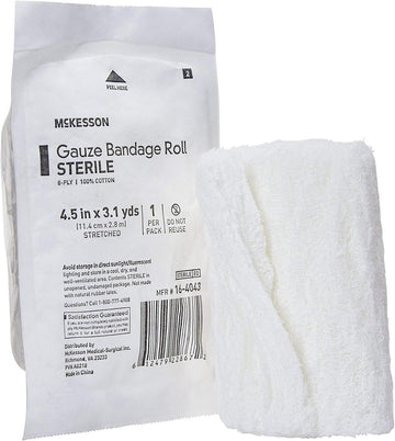 Mckesson Gauze Bandage Rolls, Sterile, 6-Ply, 4 1/2 In X 3 1/10 Yds, 1 Count