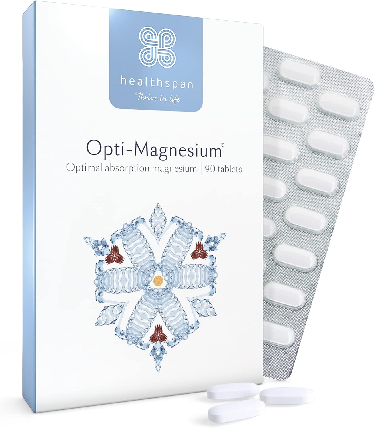 Healthspan Opti-Magnesium | 90 Tablets | For Bone & Muscle Support | Maintains Psychological Function And Nervous System | Easily Absorbed | Added Vitamin D3 | Inulin | Vegetarian