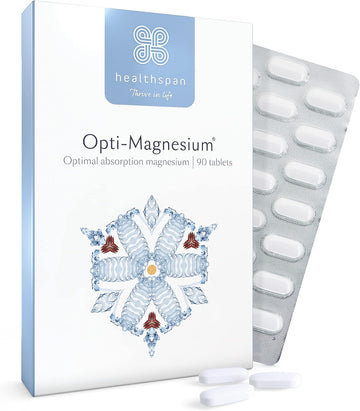 Healthspan Opti-Magnesium | 90 Tablets | For Bone & Muscle Support | Maintains Psychological Function And Nervous System | Easily Absorbed | Added Vitamin D3 | Inulin | Vegetarian