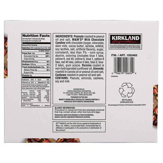 KIRKLAND SIGNATURE Trail Mix Snack Pack, 3.52 Lb