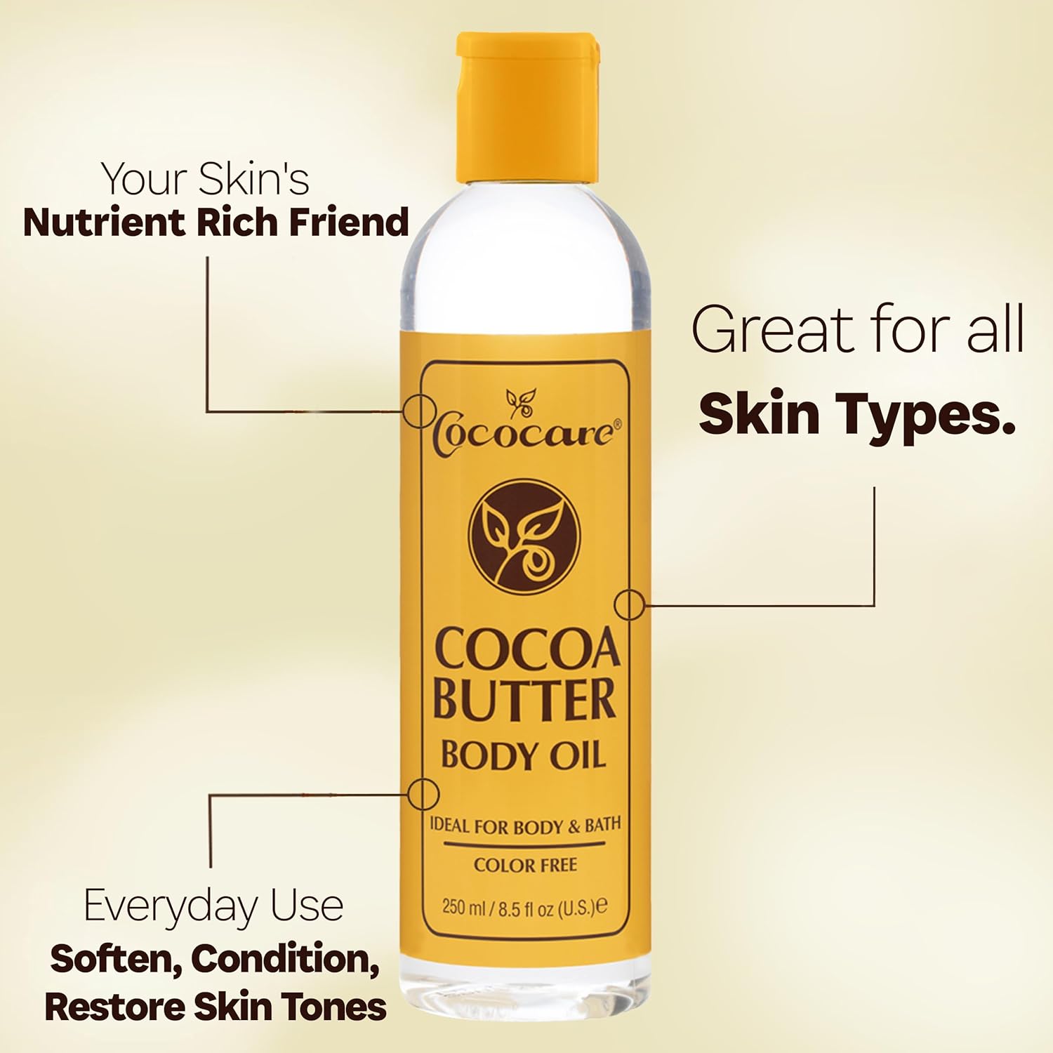 Cococare Cocoa Butter Body Oil - Lightweight And Fast Absorbing - 8.5 Fl Oz : Beauty & Personal Care