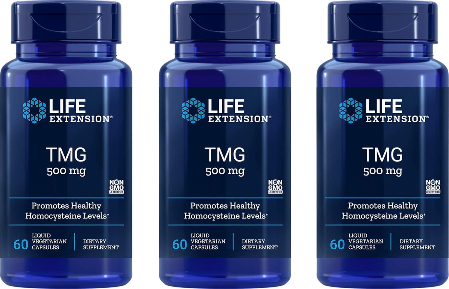 Life Extension Tmg Liq Vegetarian Capsules, 500 Mg, 60 Ct (Pack Of 3)