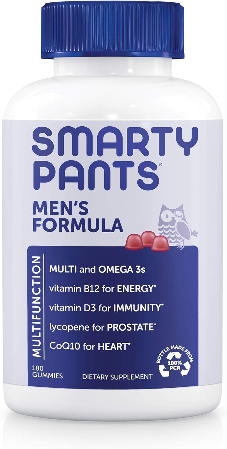 Smartypants Men'S Formula, Daily Multivitamin For Men: Vitamins C, D3, Zinc, Omega 3, Coq10, & B12 For Immune Support, Energy, Prostate & Heart Health, Fruit Avor, 180 Gummies (30 Day Supply)