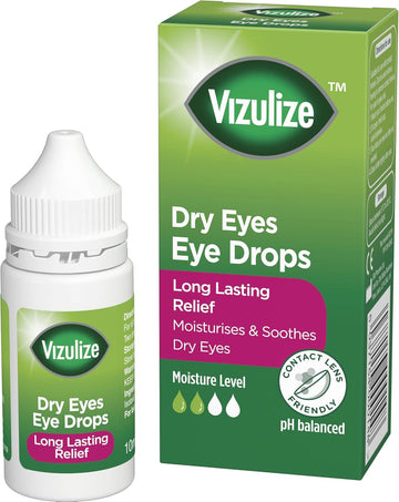 Vizulize Dry Eyes Eye Drops 10Ml - Long Lasting Relief, Moisturizes & Soothes Dry Eyes
