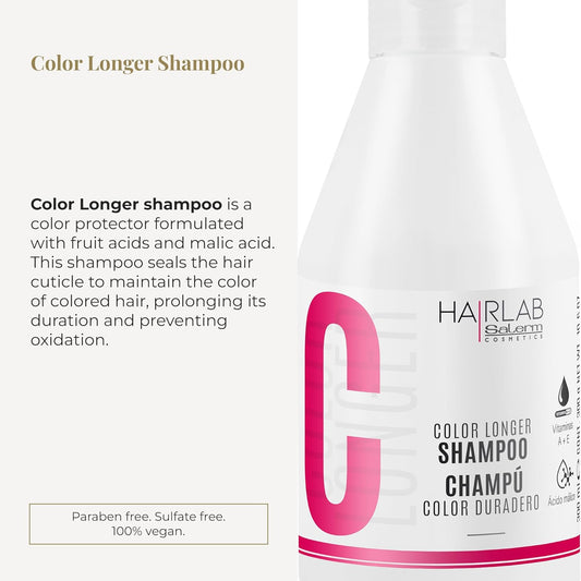 Salerm - Shampoo For Colored, Bleached, Or Gray Hair - Color Longer Hair Lab Shampoo - 300 Ml - With Provitamin B5 And Vitamins A And E - Seals And Maintains Color - Sulfate-Free And Paraben-Free