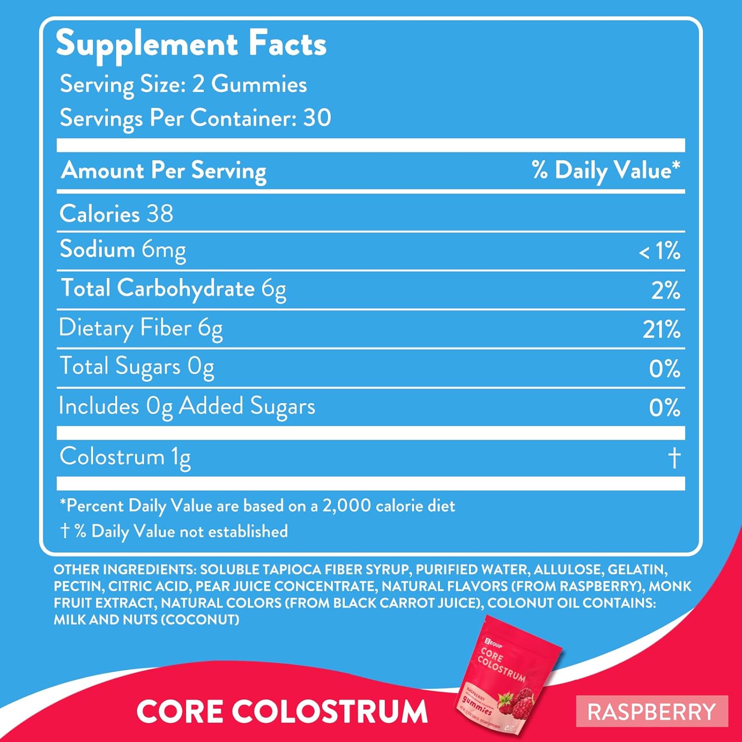 Equip Foods Core Colostrum Gummies - Delicious and Convenient - 1g Ultra-Premium Grass Fed Colostrum Per Serving - Gut Health, Immunity, Hair and Skin, Peach Mango & Raspberry : Health & Household