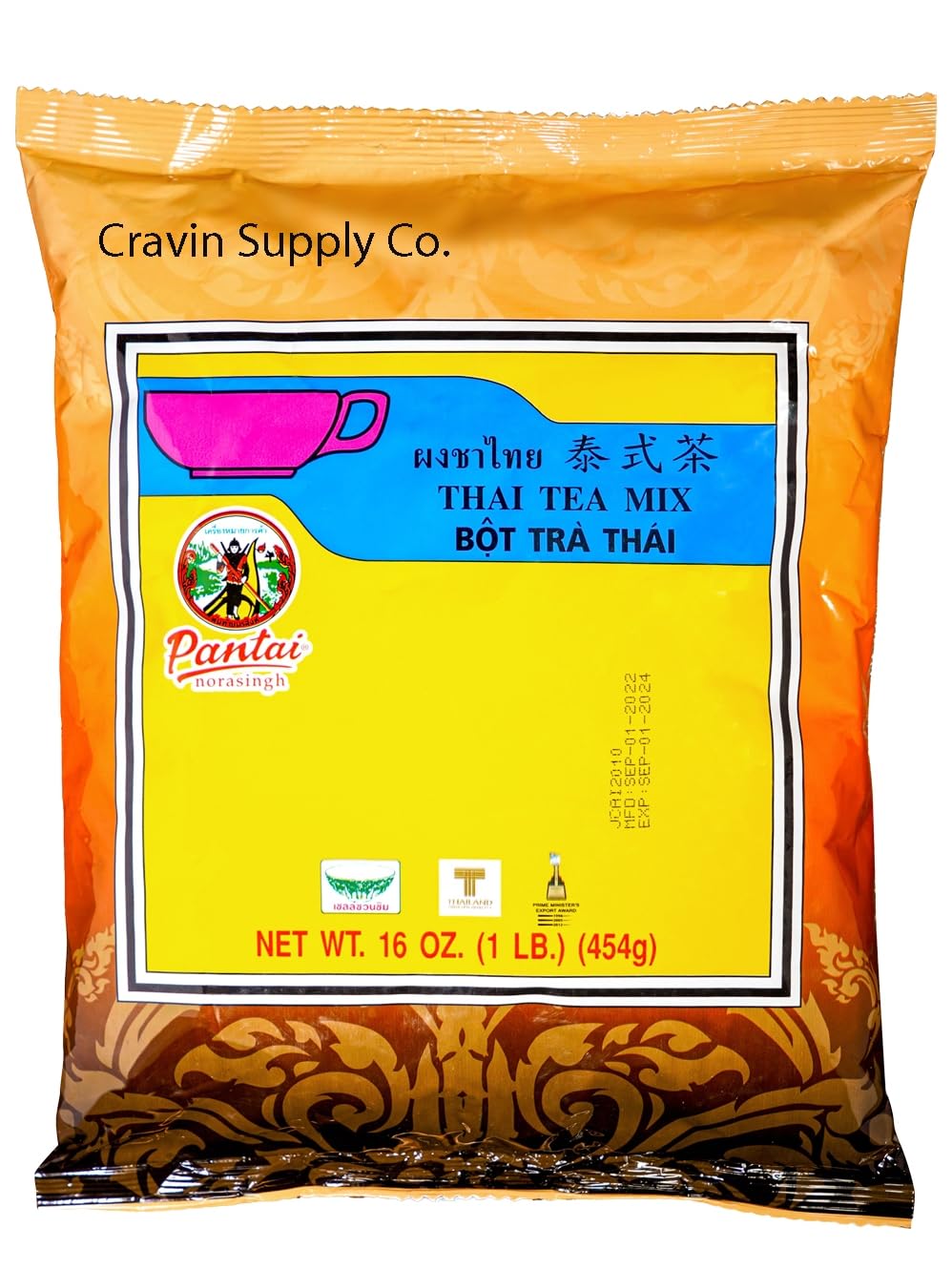 Cravin Supply Co. Thai Tea Mix (Pantai) 16 Oz (1Lb.) Thai Iced Tea Traditional Restaurant Style. Large