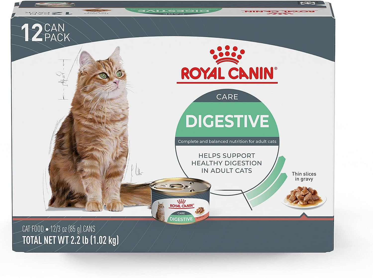 Royal Canin Digestive Care Thin Slices In Gravy Wet Cat Food, 3 Oz Can (12-Count)