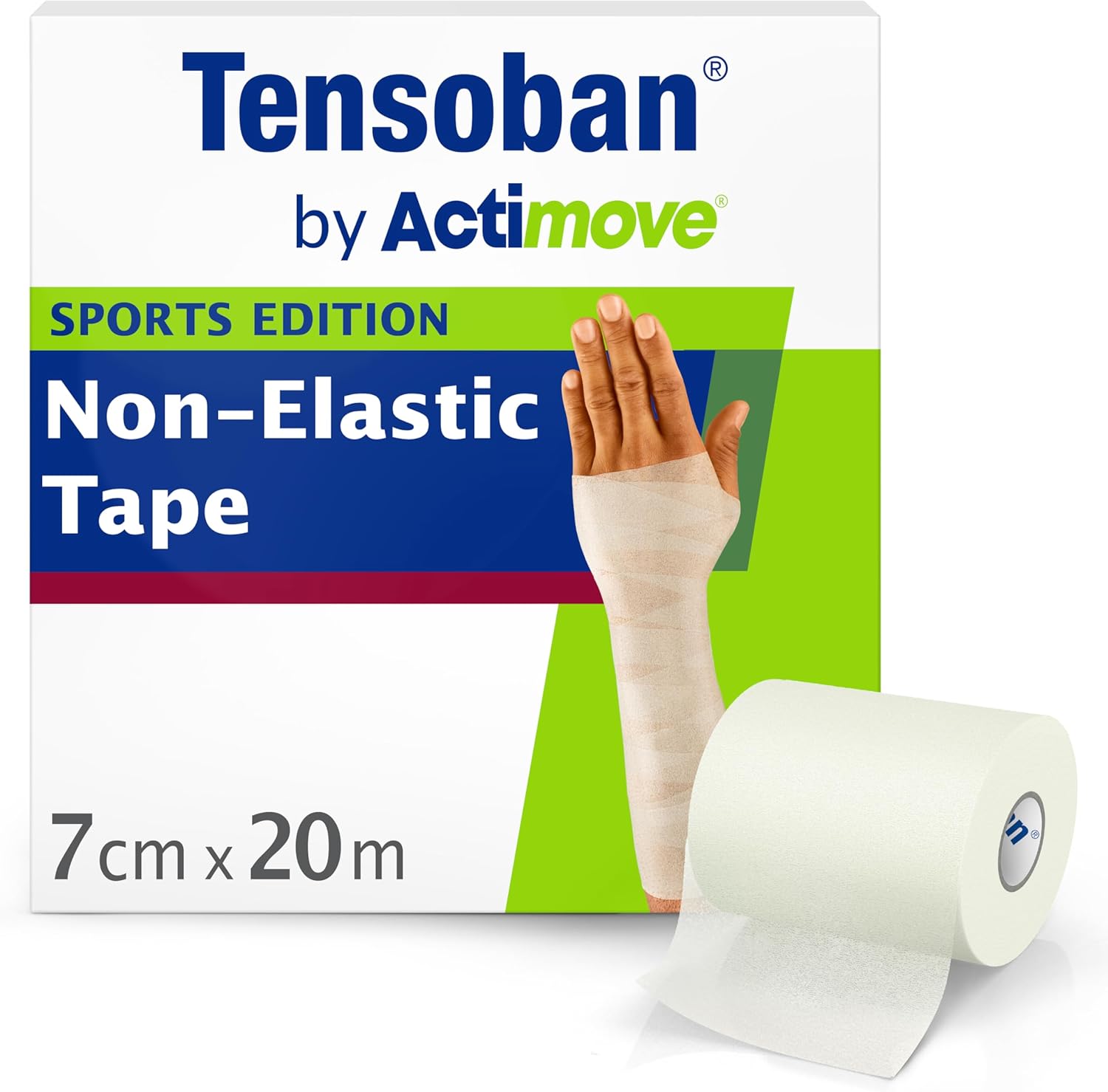 Tensoban By Actimove Sports Edition Underwrap Bandage, Protective Barrier Under Sports Tapes, 7 Cm X 20 M, White, 1 Roll