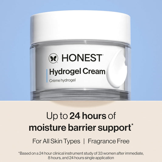 Honest Beauty Mini Hydrogel Cream With Hyaluronic Acid | Lightweight, Moisturizing Water Cream | Gentle For Sensitive Skin, Fragrance Free, Vegan | Travel Size, .57 Fl Oz