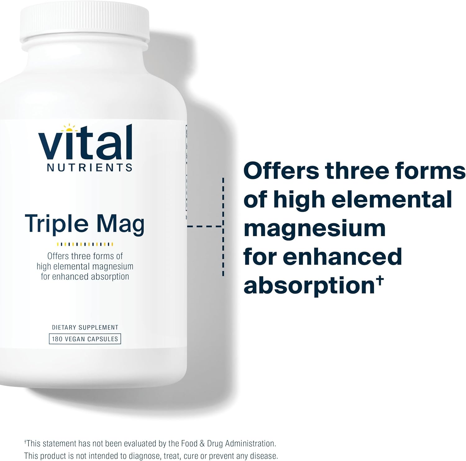 Vital Nutrients Triple Magnesium Complex | Vegan Magnesium Glycinate, Malate & Oxide 250mg | Easily Absorbed Magnesium Supplement for Stress, Muscle, Heart, Bone Support | 180 Capsules : Health & Household