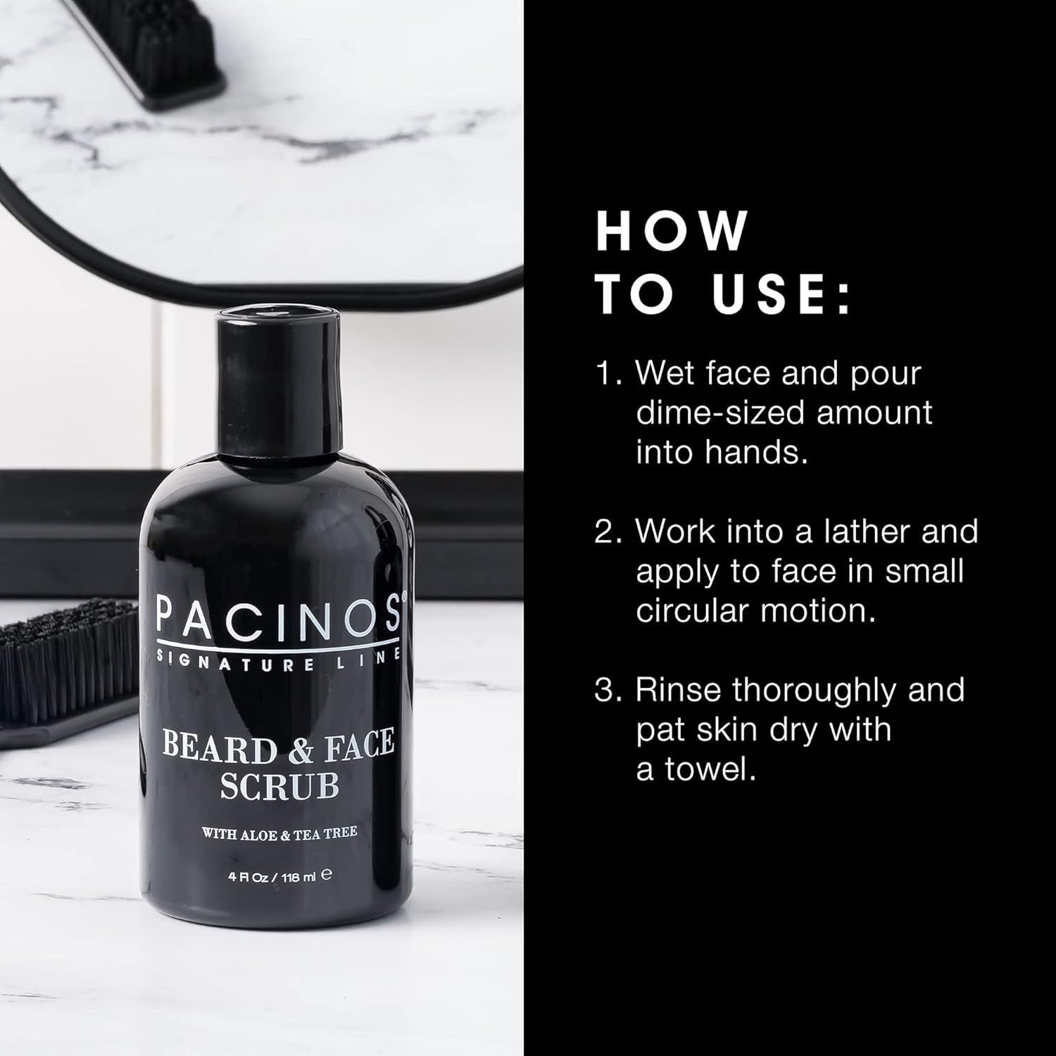 Pacinos Shave System, Beard And Face Scrub, Men'S Skin Care, Best Organic Natural Shampoo, Aloe Vera And Tea Tree Extract, Removes Impurities, 4 Oz : Beauty & Personal Care