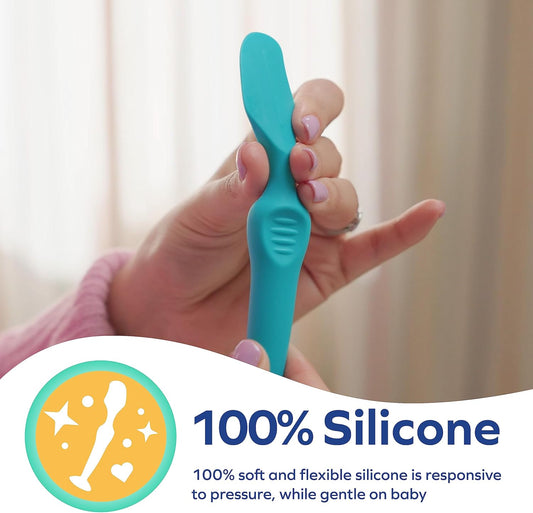 Dr. Talbot'S Diaper Cream Brush For Babies - Diaper Rash Cream Applicator With Suction Base And Hygienic Case - Mini Size - Aqua Blue